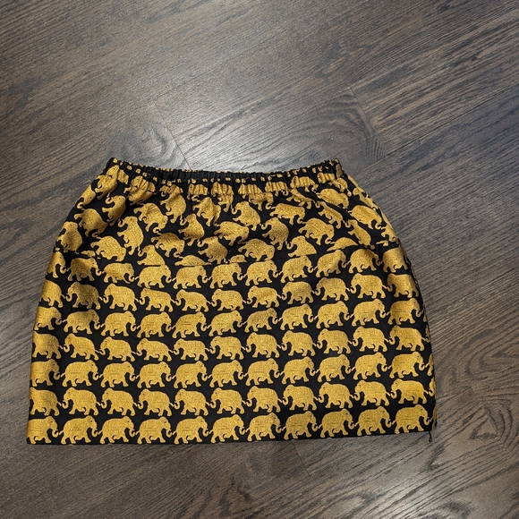 J Crew Crewcuts Black and Gold Jacquard Elephant Print Skirt Size 14 - Picture 1 of 9